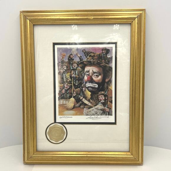 Emmett Kelly Clown Circus Collection Framed Lithograph Signed Art Print 13"x17" - Picture 1 of 10